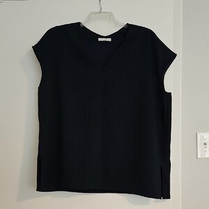 Deep Navy Pinstripe Sleeveless Top